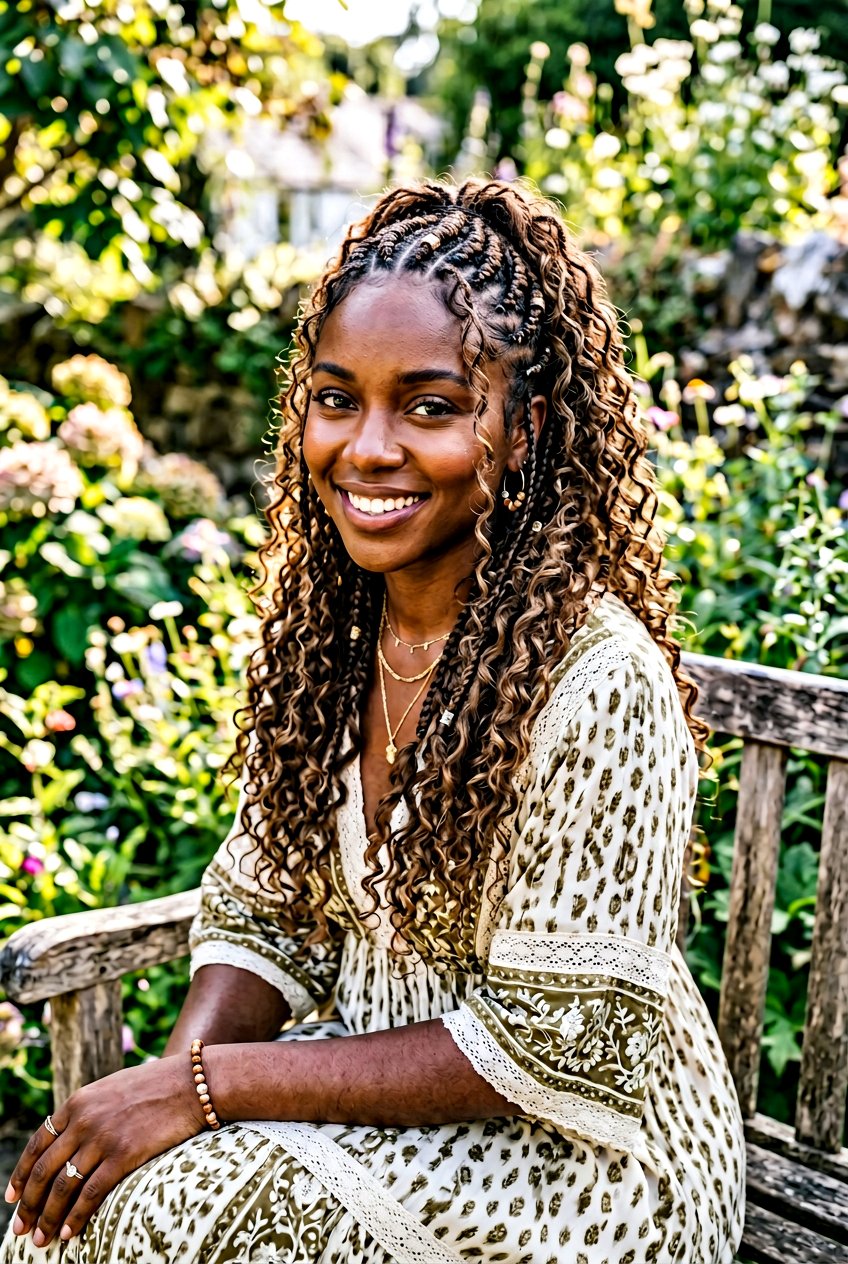 Boho Mohawk Braid with Loose Curls - 20 soft mohawk braid hairstyle for black women - 20 soft mohawk braid hairstyle for black women