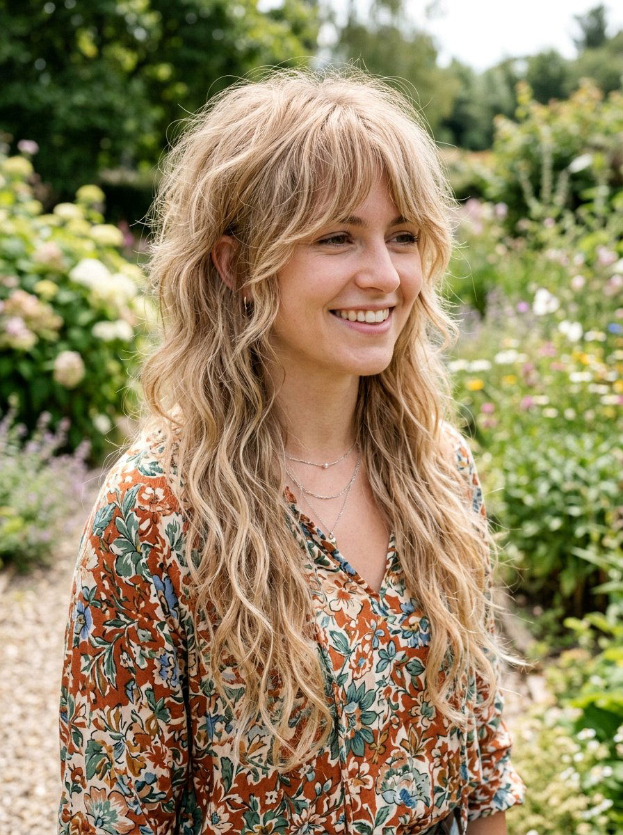 Boho Mullet Shag with Wispy Texture - 20 fall shag haircut ideas - 20 fall shag haircut ideas
