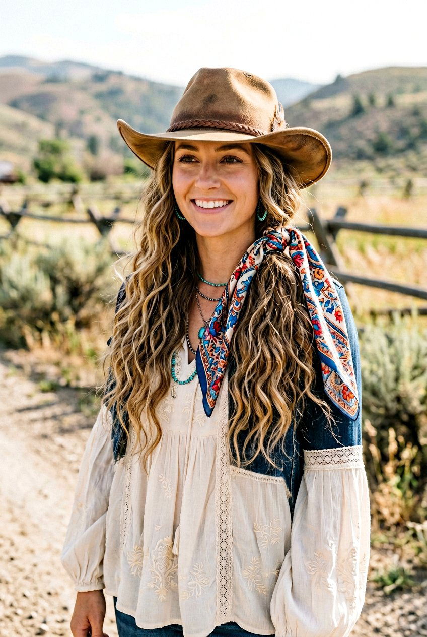 Boho Scarf Cowgirl Hair - 20 cowgirl hairstyles - 20 cowgirl hairstyles