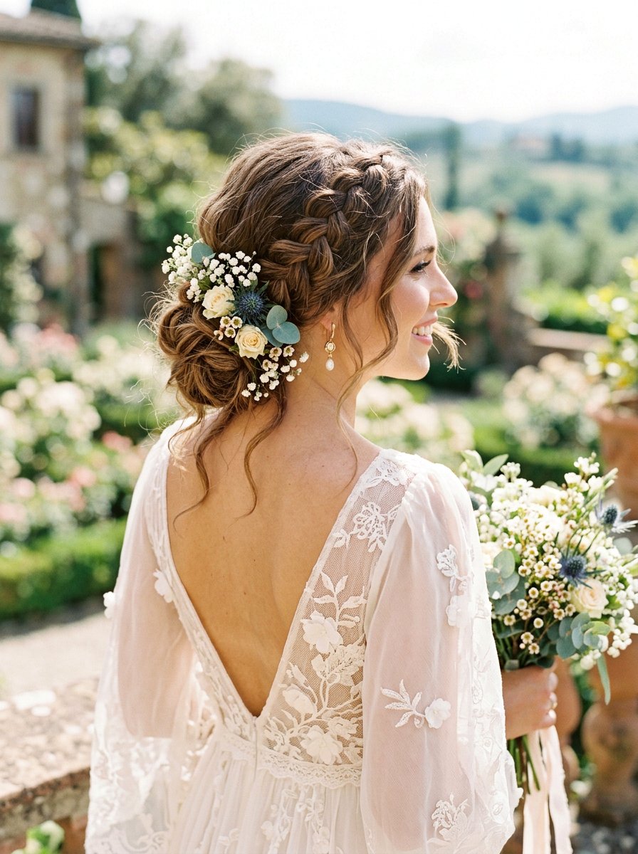 Boho Side Braid Bridal Bun - 20 side braided bridal bun - 20 side braided bridal bun