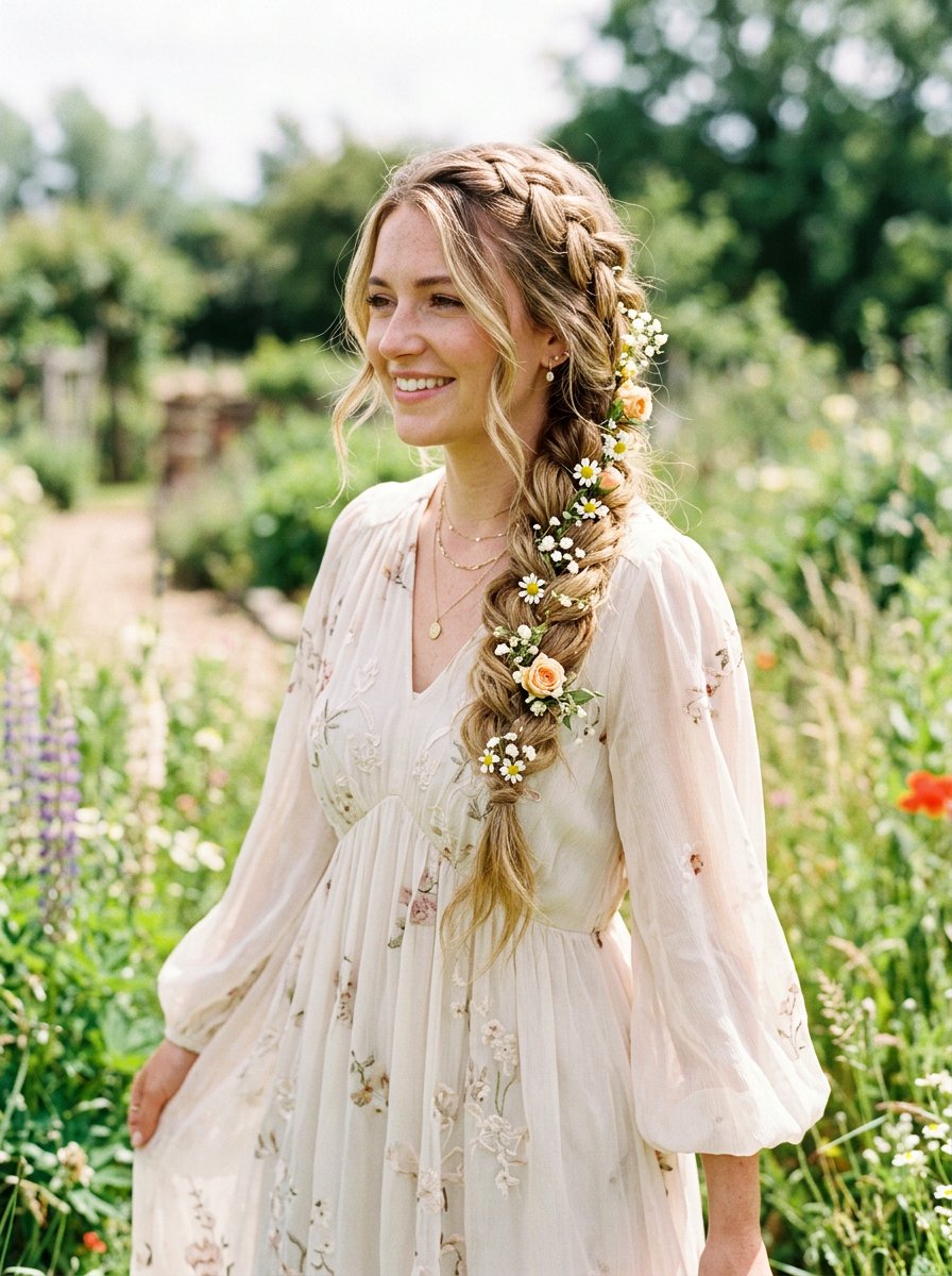 Boho Side Braid Hairstyle - 20 prom hairstyles for braids - 20 prom hairstyles for braids