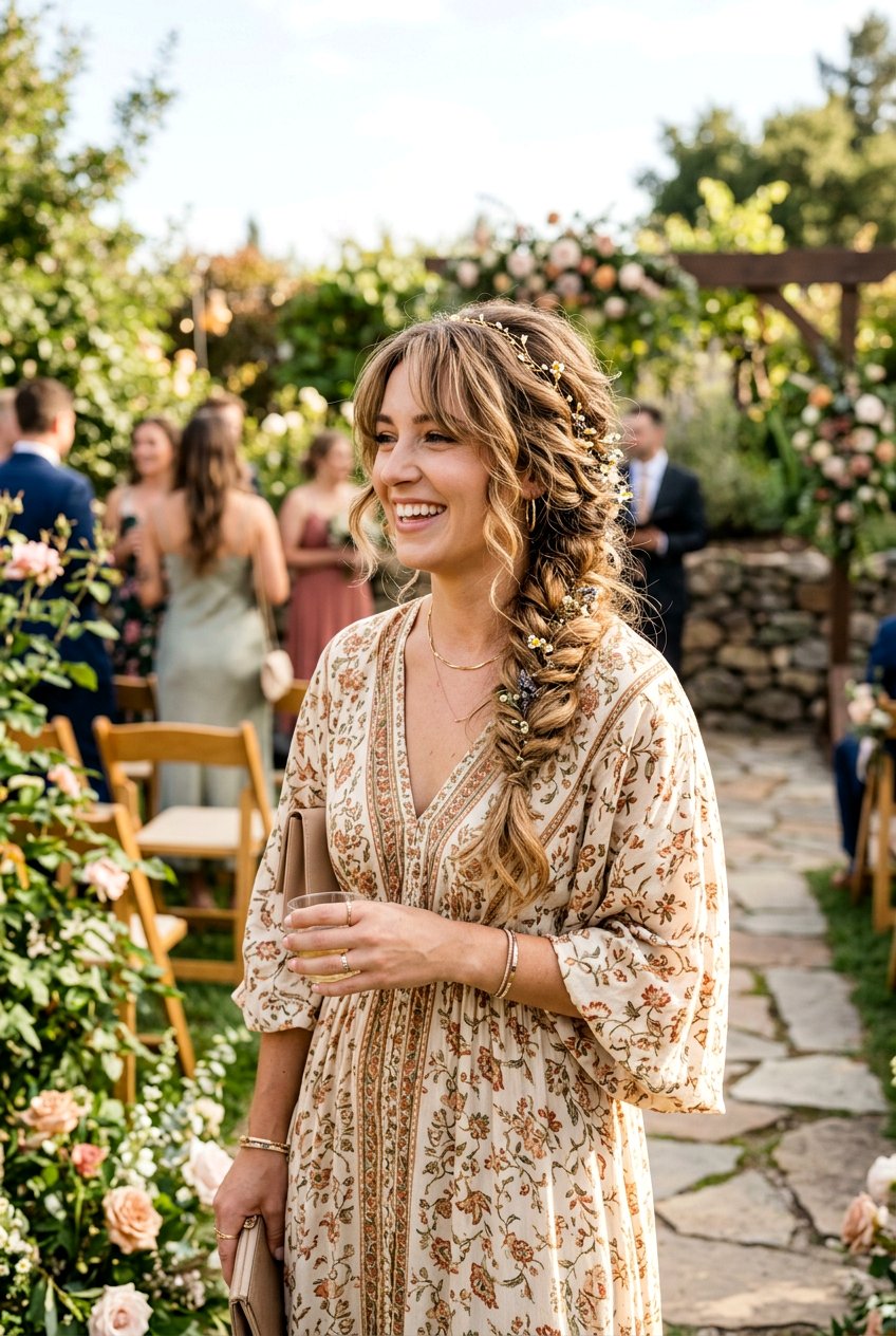 Boho Side Braid Wedding Guest Hair - 20 side braid for wedding guest - 20 side braid for wedding guest