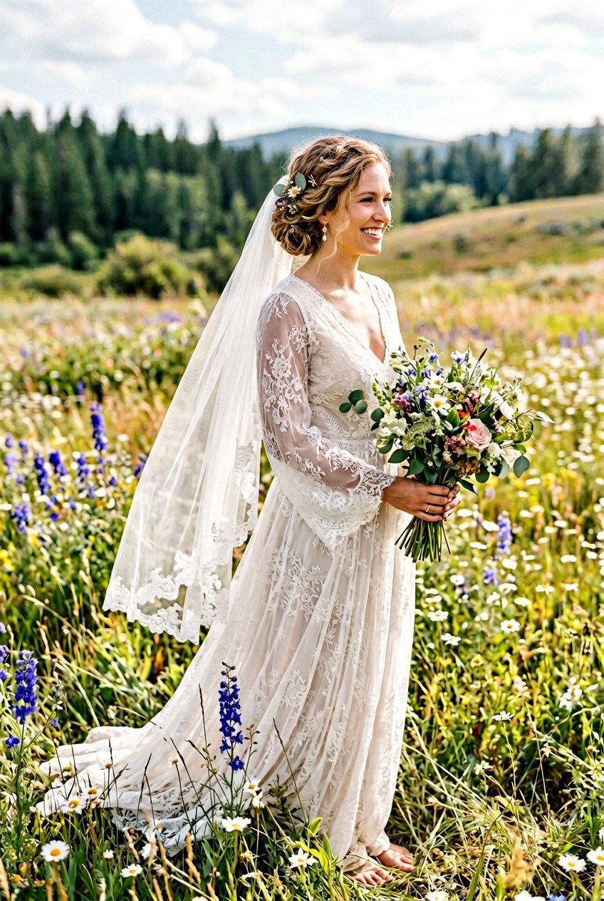 Boho Side Bun With Sheer Veil - 20 bridal side bun with veil - 20 bridal side bun with veil