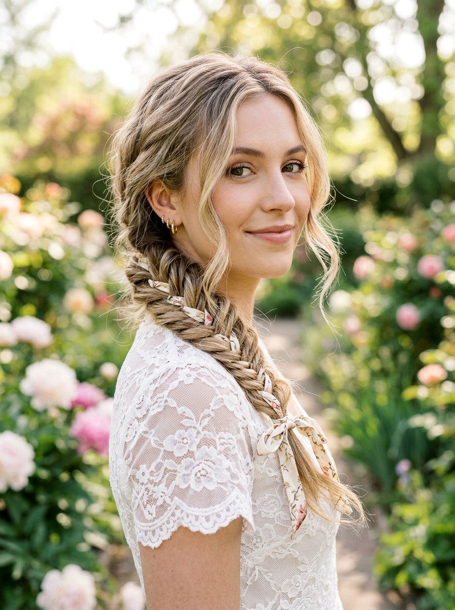 Boho Side Fishtail Braid - 20 side fishtail braid for medium hair - 20 side fishtail braid for medium hair