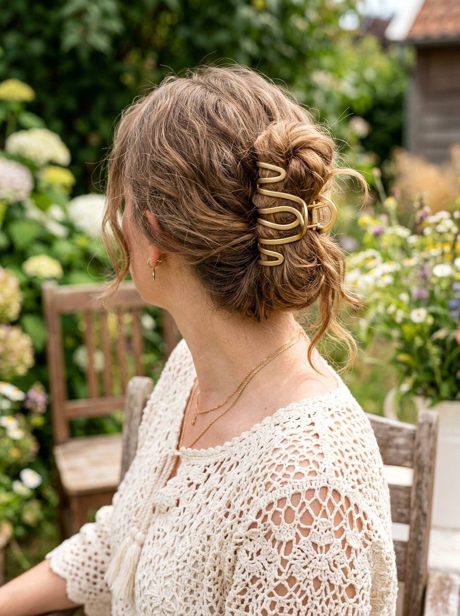 Boho Spiral Claw Clip Bun - 20 vacation hairstyle with claw clip bun - 20 vacation hairstyle with claw clip bun
