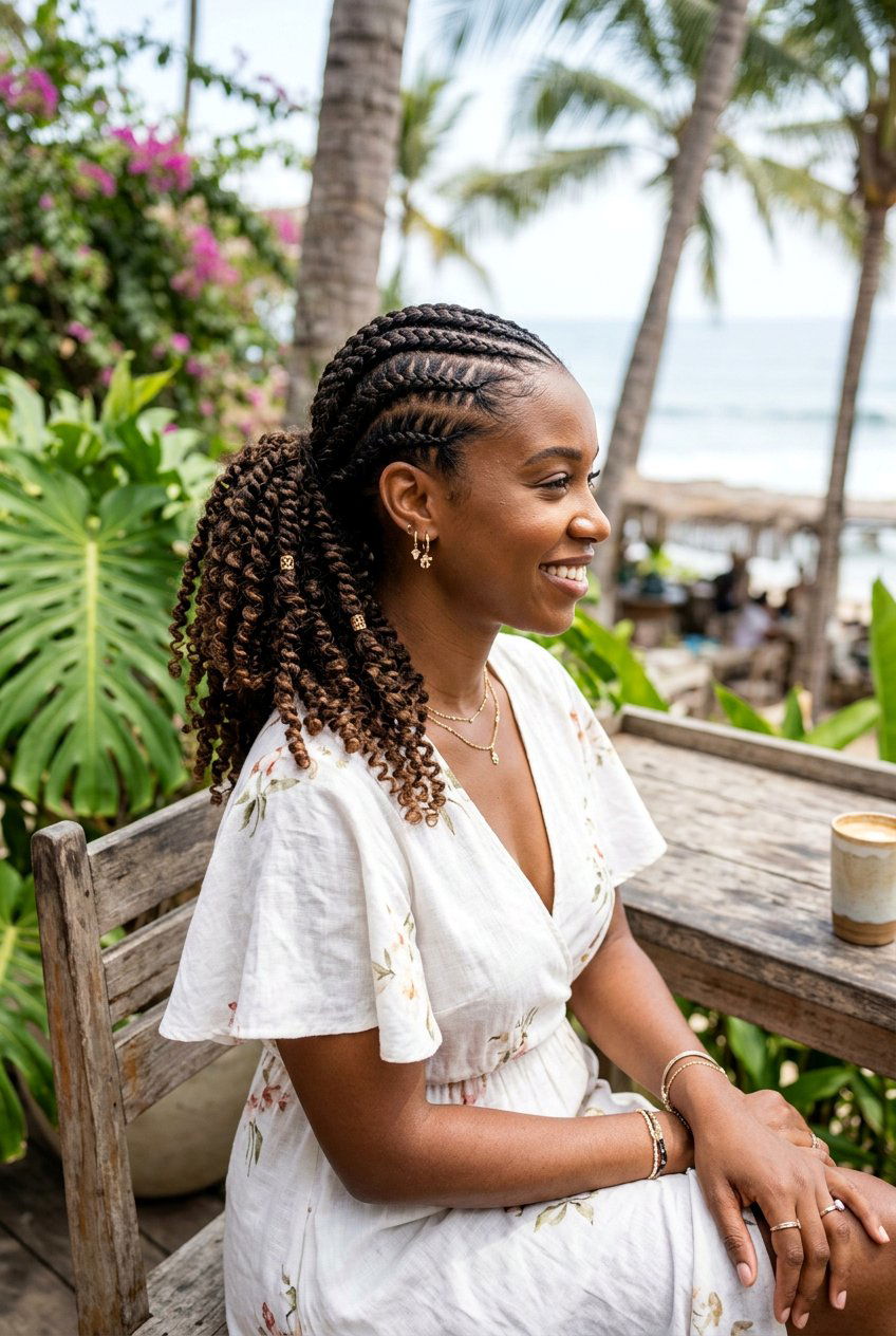 Boho Twist Cornrows For Vacations - 20 vacation braids hairstyles - 20 vacation braids hairstyles