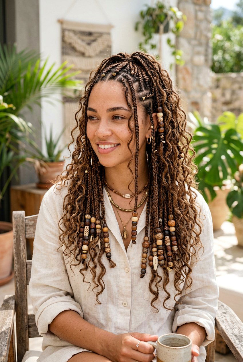 Boho tribal braids with beads and curls - 20 tribal braids with beads and curls - 20 tribal braids with beads and curls