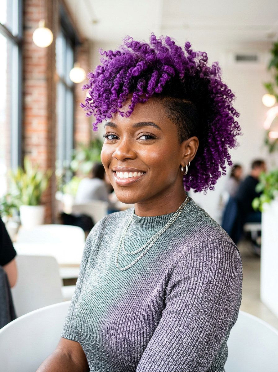 Bold Color Side Shaved Natural Hair - 20 side shaved natural hairstyle - 20 side shaved natural hairstyle