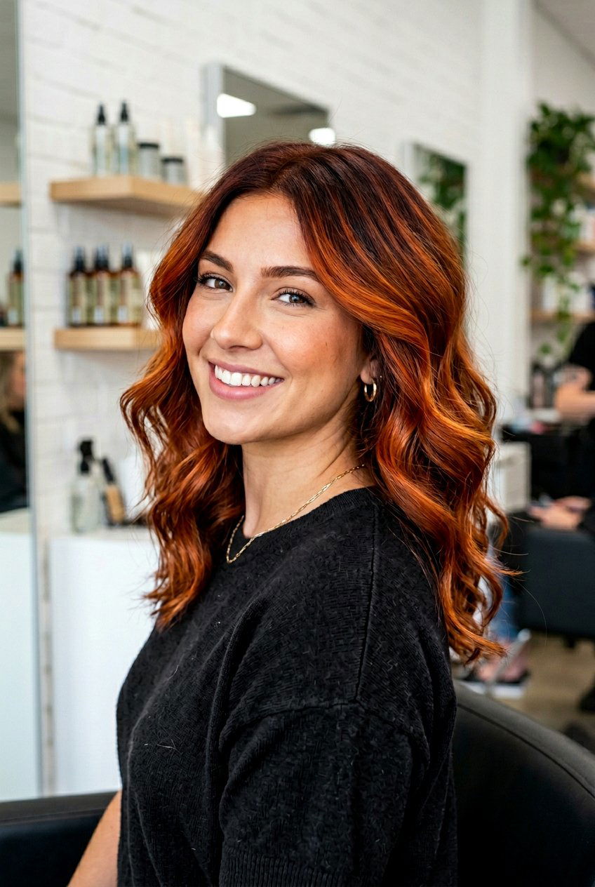 Bold Copper Balayage On Shoulder Length Hair - 20 copper balayage for shoulder length hair - 20 copper balayage for shoulder length hair