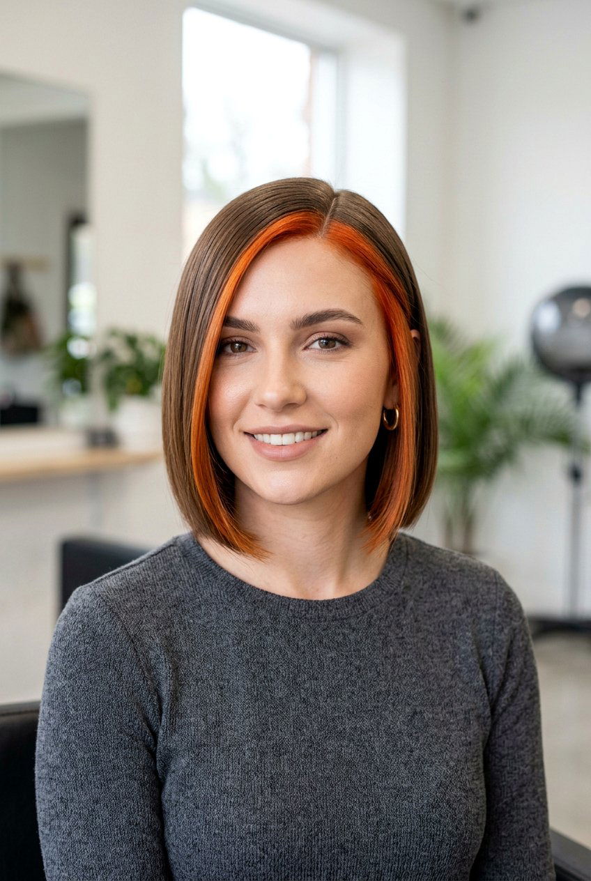 Bold Copper Face Framing on Short Hair - 20 copper face framing pieces - 20 copper face framing pieces