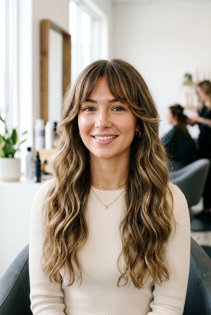 Bottleneck Bangs - 20 haircut for frizzy hair women - 20 haircut for frizzy hair women