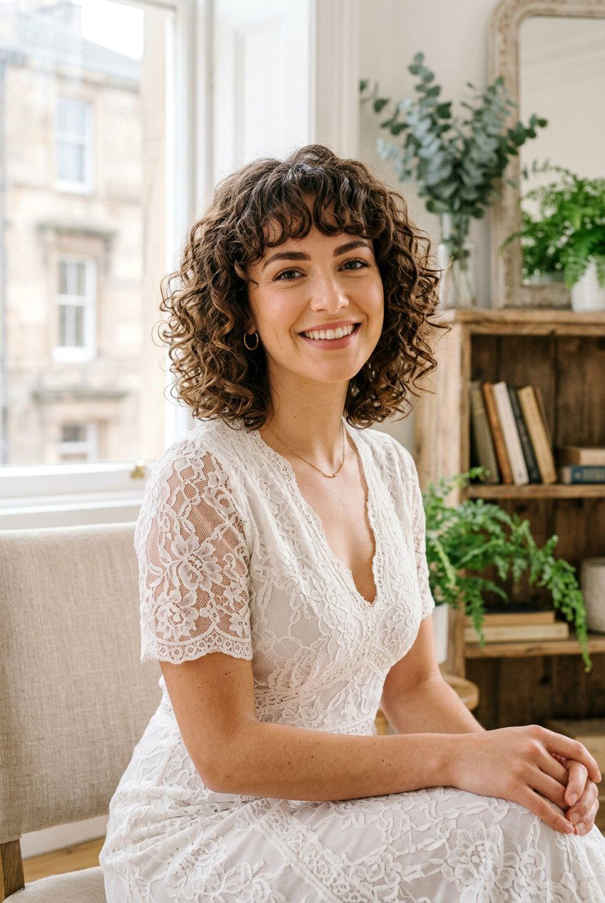 Bottleneck Bangs Curly Bob - 20 short bangs for curly hair women - 20 short bangs for curly hair women