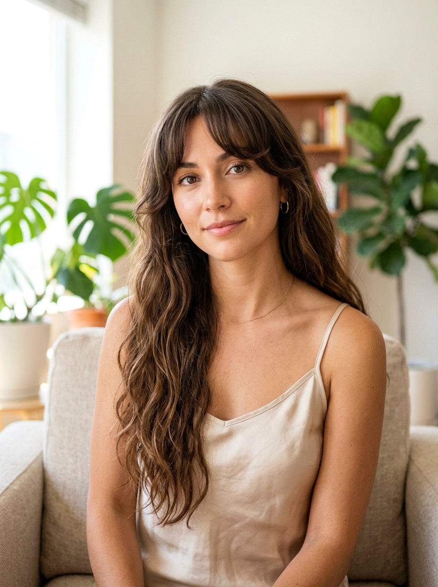 Bottleneck Bangs Long Hair - 20 hairstyle to balance long forehead - 20 hairstyle to balance long forehead