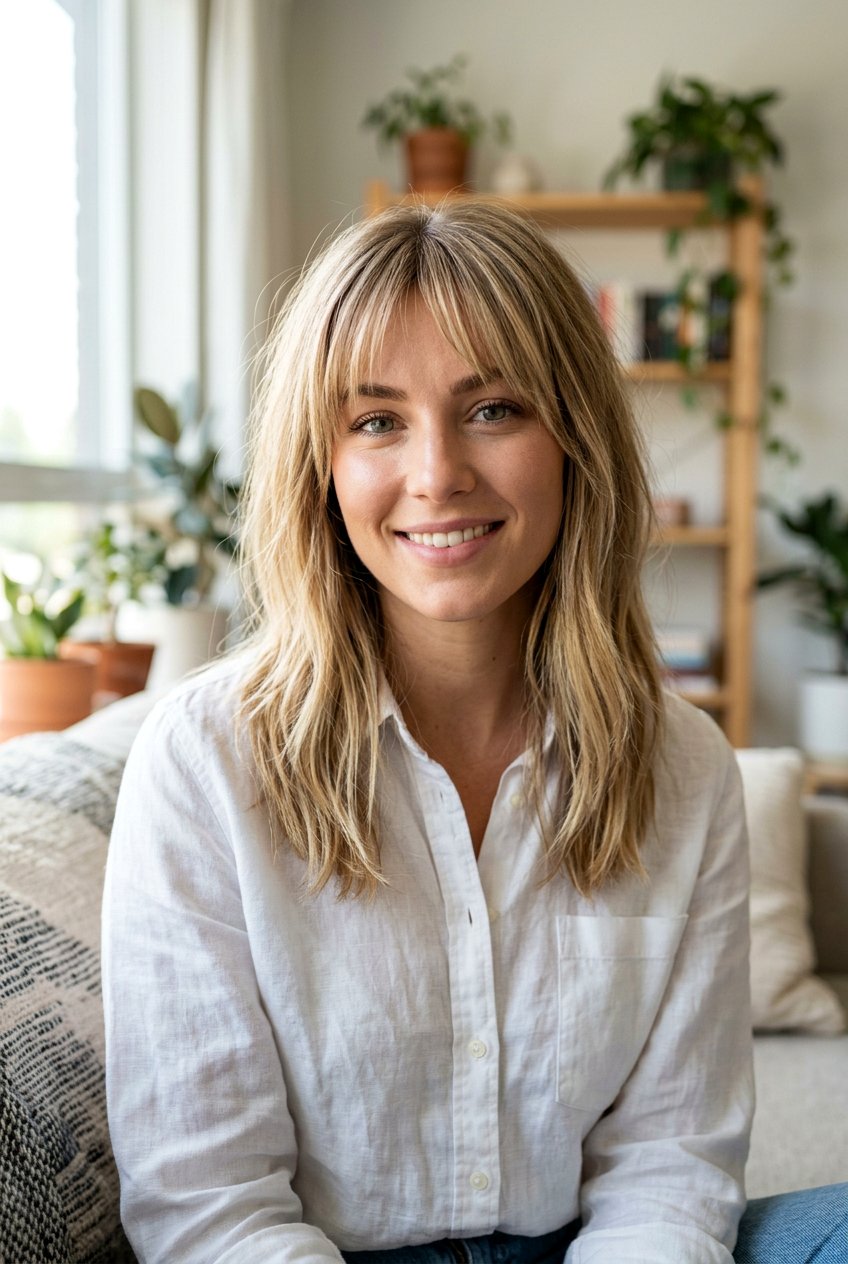 Bottleneck Bangs With Blonde Medium Hair - 20 bottleneck bangs for medium hair women - 20 bottleneck bangs for medium hair women