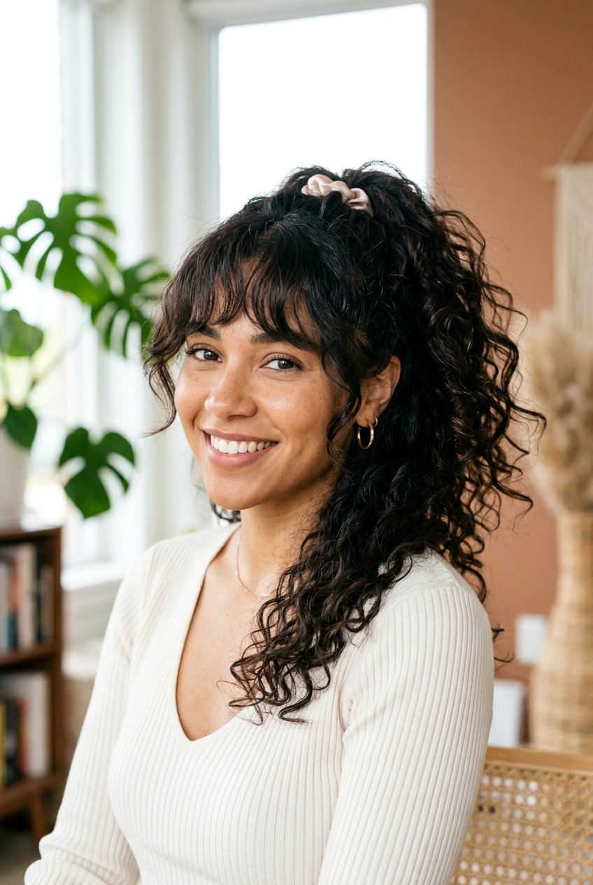 Bottleneck Bangs With Curly Ponytail - 20 soft girl ponytail with curls - 20 soft girl ponytail with curls