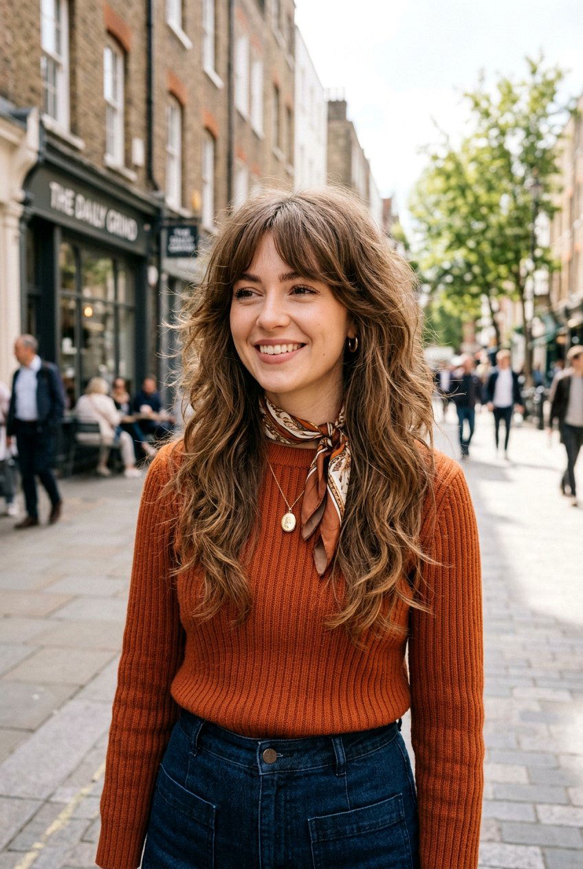 Bottleneck Bangs With Long Shag Haircut - 20 bottleneck bangs for long hair - 20 bottleneck bangs for long hair