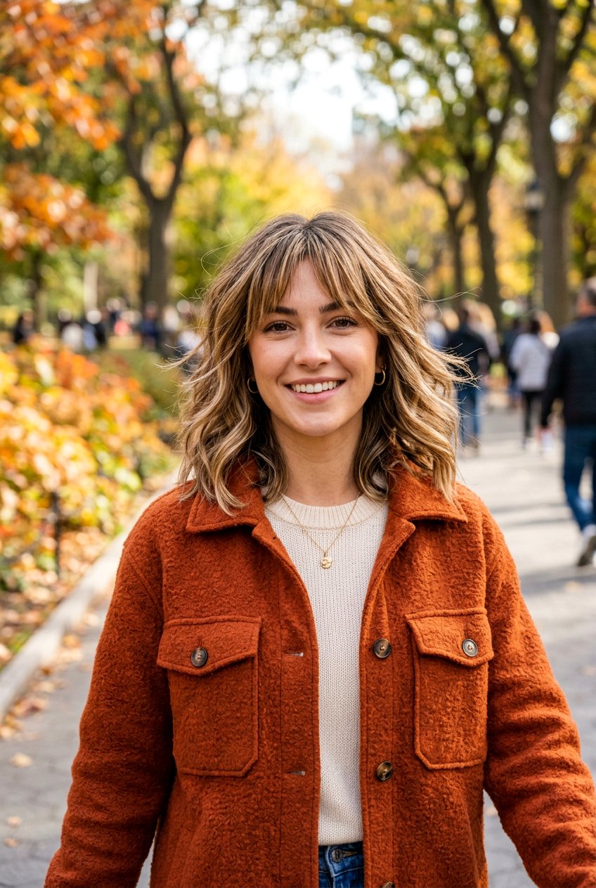 Bottleneck Bangs With Textured Medium Hair - 20 bottleneck bangs for medium hair women - 20 bottleneck bangs for medium hair women