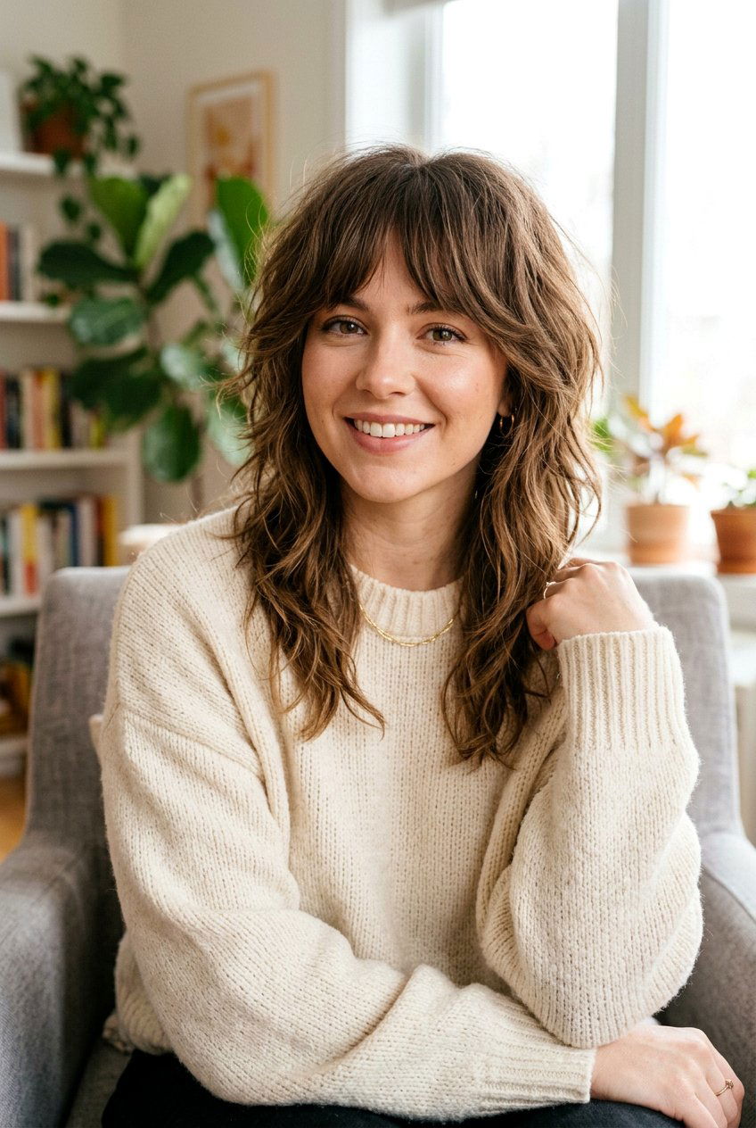 Bottleneck Bangs Wolf Cut - 20 wolf cut for heart shaped face women - 20 wolf cut for heart shaped face women