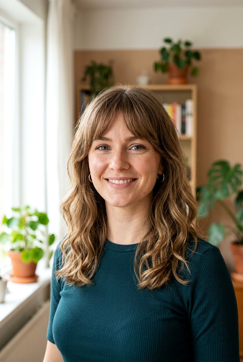 Bottleneck Bangs with Medium Hair - 20 hairstyles for square faces - 20 hairstyles for square faces