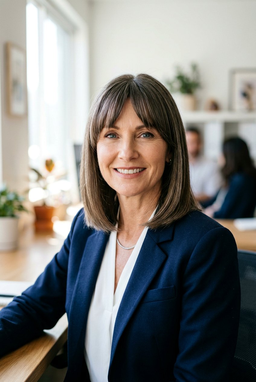 Bottleneck Bangs - 20 curtain bangs for women over 50 - 20 curtain bangs for women over 50