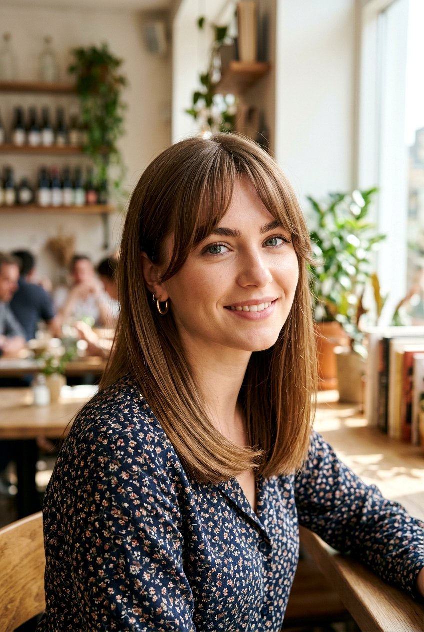 Bottleneck bangs - 20 straight hairstyles for medium hair - 20 straight hairstyles for medium hair