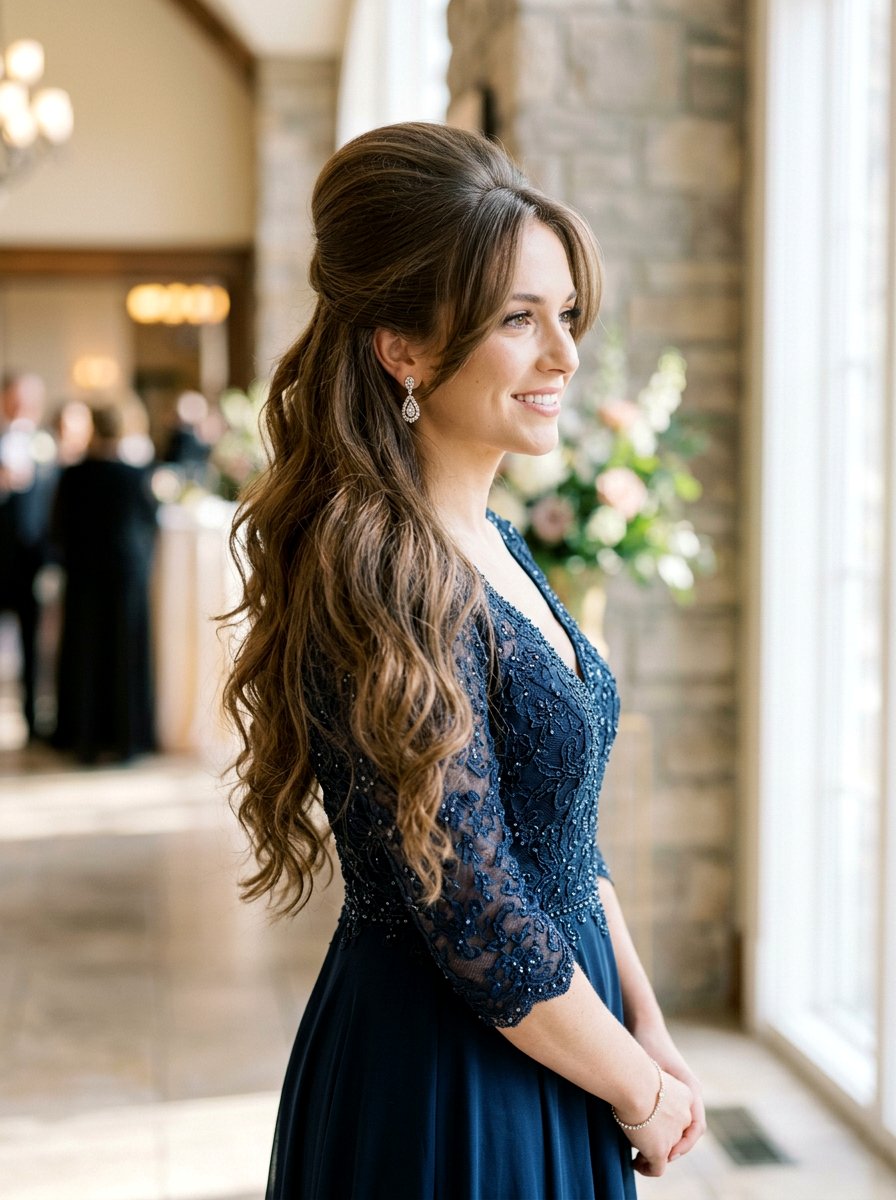 Bouffant Half Up Half Down - 20 hairstyle to hide thinning temples - 20 hairstyle to hide thinning temples