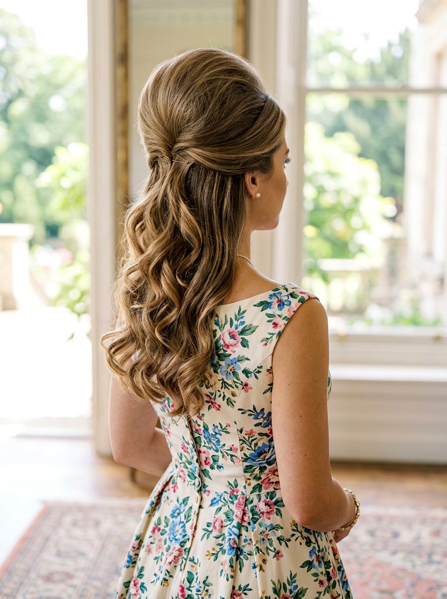 Bouffant Half Updo - 20 date night hairstyle for mature women - 20 date night hairstyle for mature women
