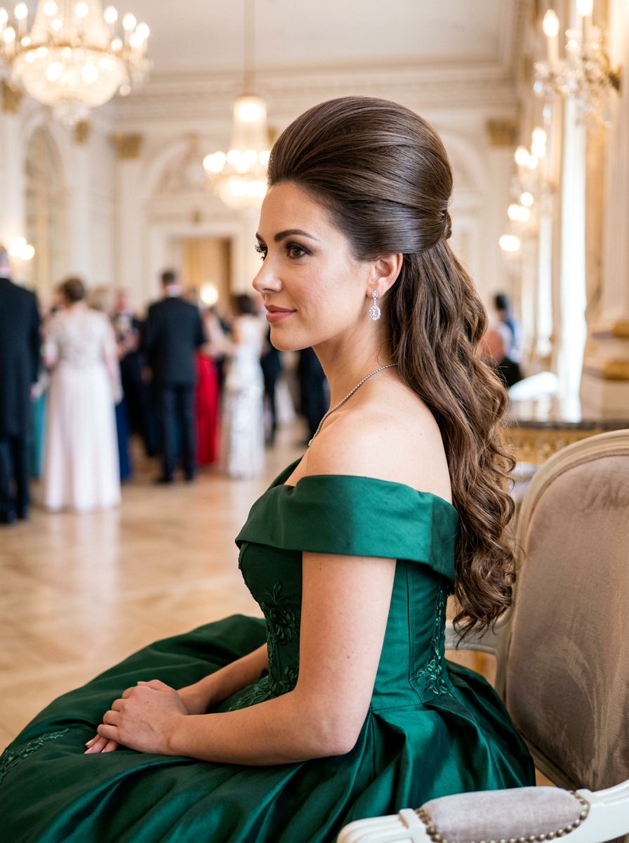 Bouffant Half Updo - 20 vacation hairstyle for cruise nights - 20 vacation hairstyle for cruise nights