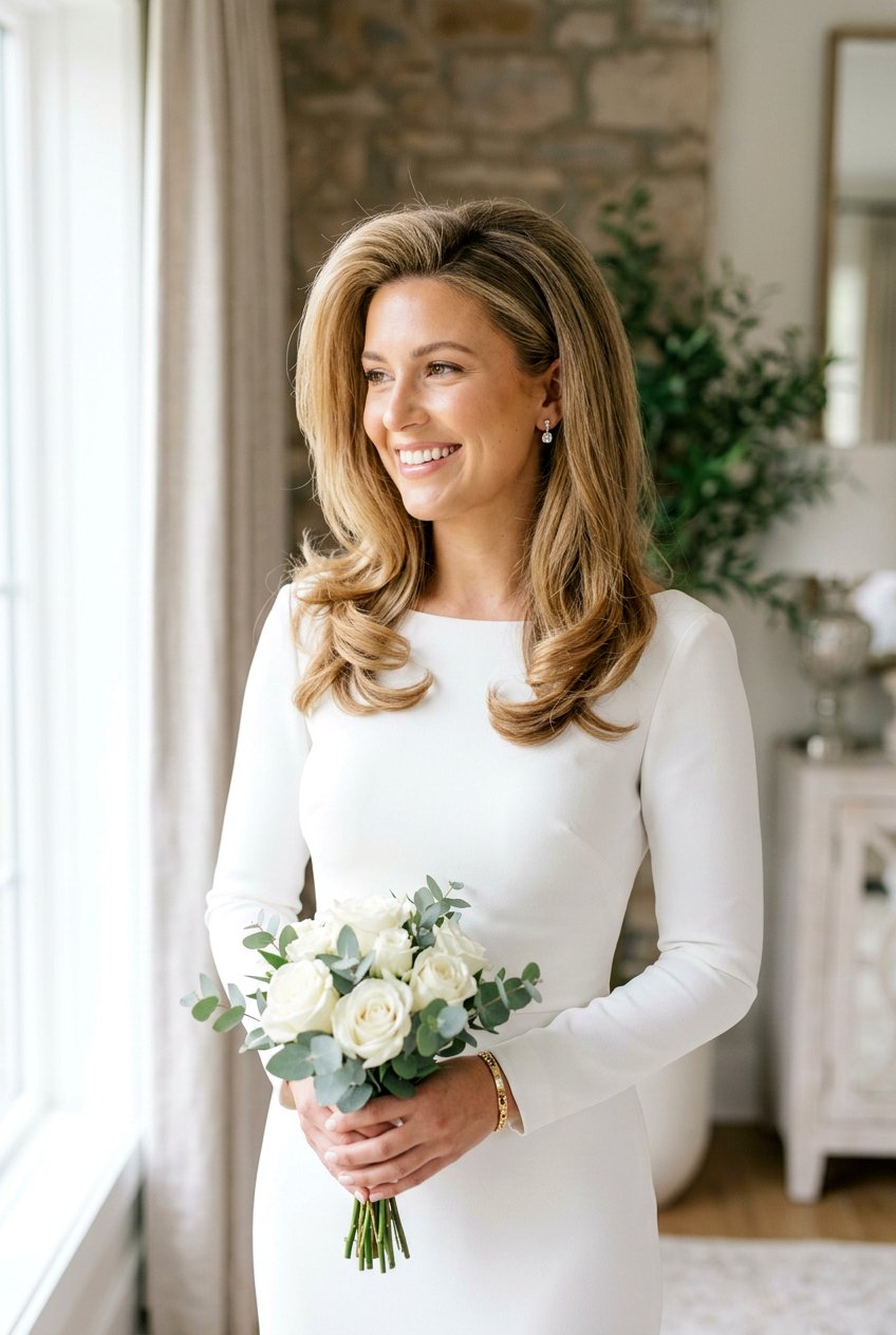 Bouncy Blowout - 20 elegant bridal hairstyle for medium hair - 20 elegant bridal hairstyle for medium hair