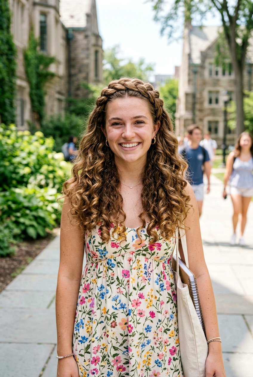 Bouncy Braided Crown With Volume - 20 bouncy hairstyle for college girls - 20 bouncy hairstyle for college girls