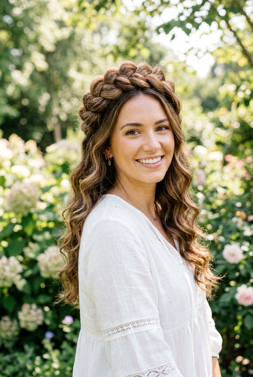 Bouncy Braided Crown - 20 bouncy hairstyle for birthday dinner - 20 bouncy hairstyle for birthday dinner