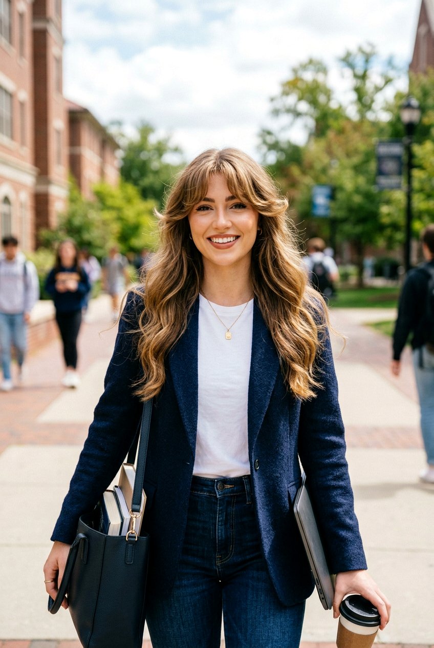 Bouncy Curtain Bangs With Long Hair - 20 bouncy hairstyle for college girls - 20 bouncy hairstyle for college girls
