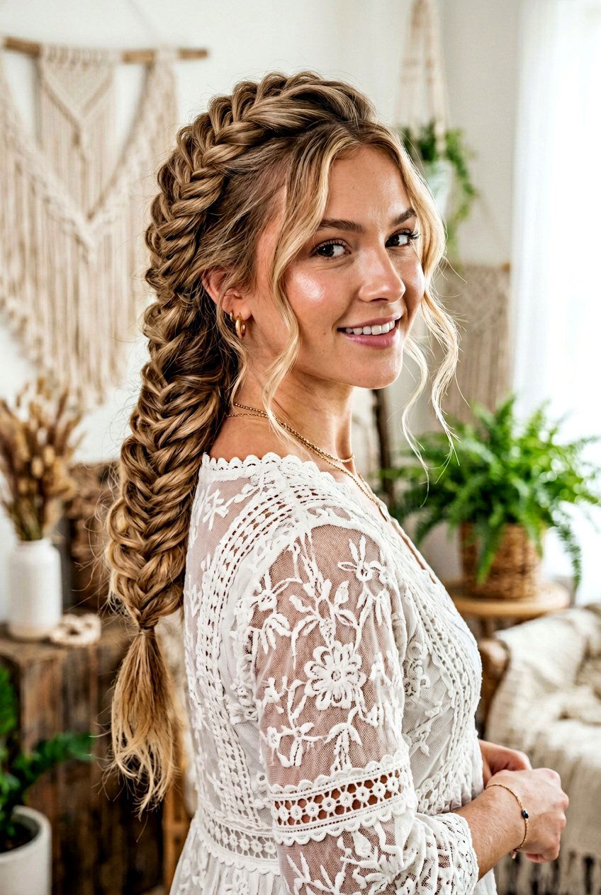 Bouncy Fishtail Braid - 20 bouncy hairstyle for date night - 20 bouncy hairstyle for date night