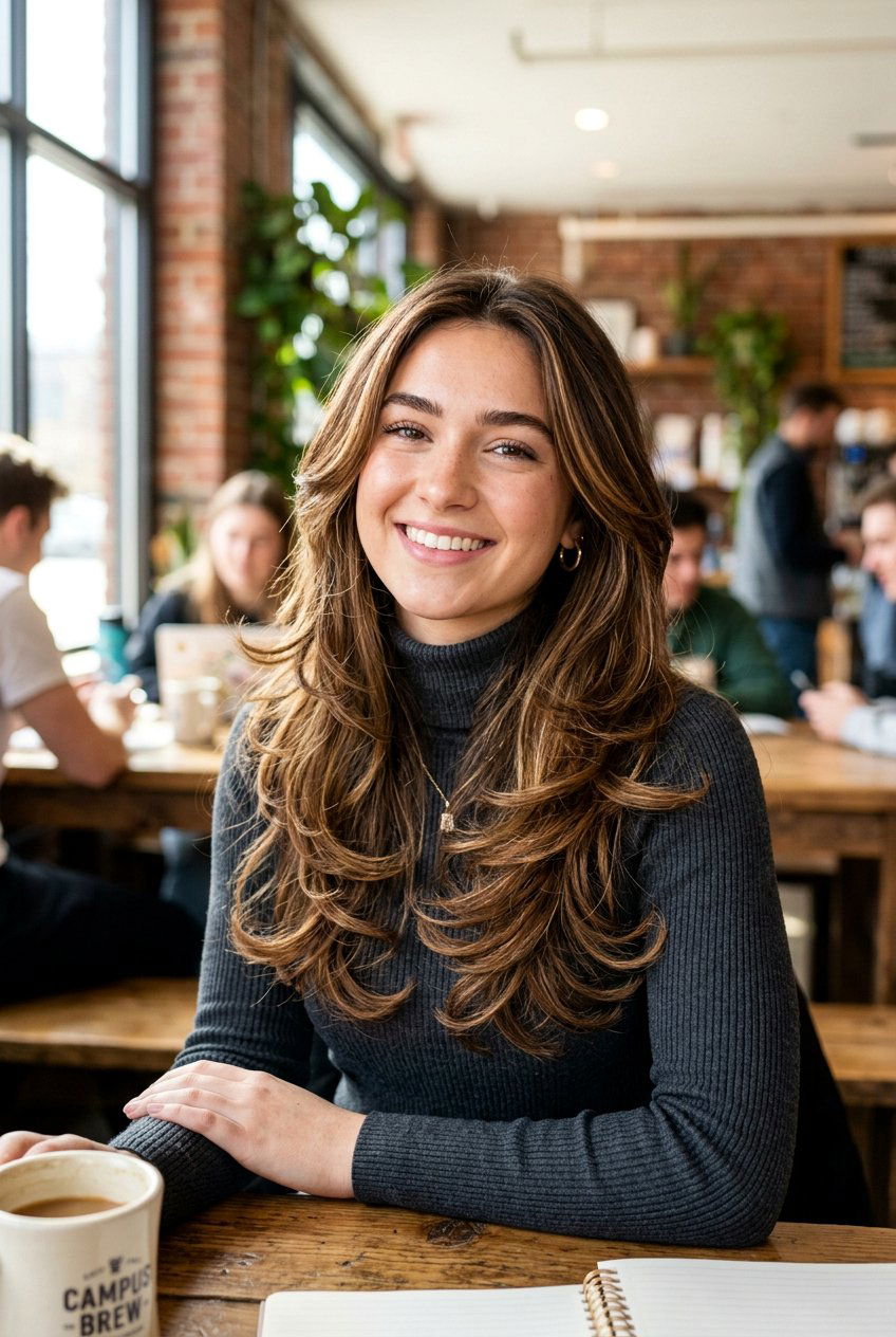 Bouncy Long Layers - 20 bouncy hairstyle for college girls - 20 bouncy hairstyle for college girls