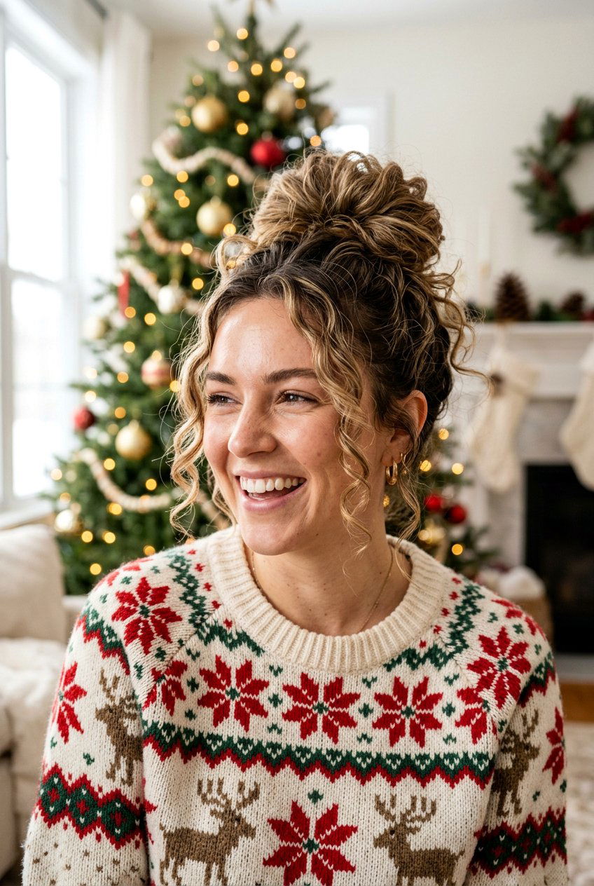 Bouncy Messy Bun - 20 bouncy hairstyle for holiday party - 20 bouncy hairstyle for holiday party
