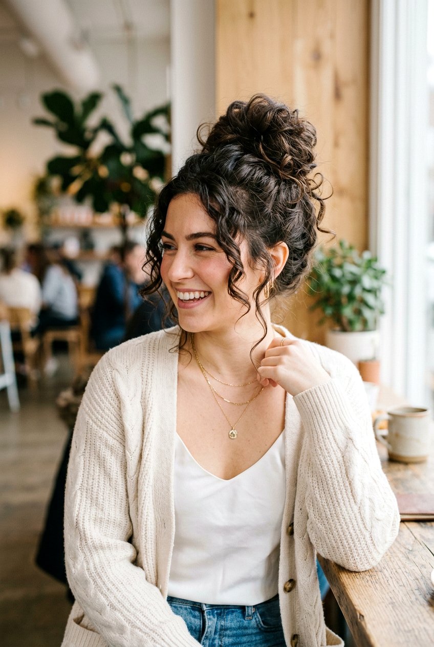 Bouncy Messy Bun - 20 bouncy hairstyle for birthday dinner - 20 bouncy hairstyle for birthday dinner