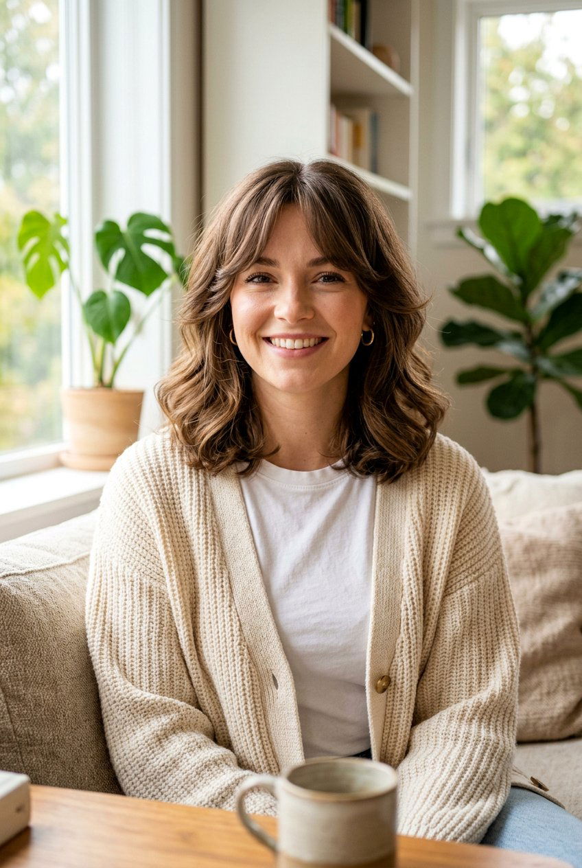 Bouncy Shoulder Length Cut With Curtain Bangs - 20 bouncy hairstyle for shoulder length hair - 20 bouncy hairstyle for shoulder length hair