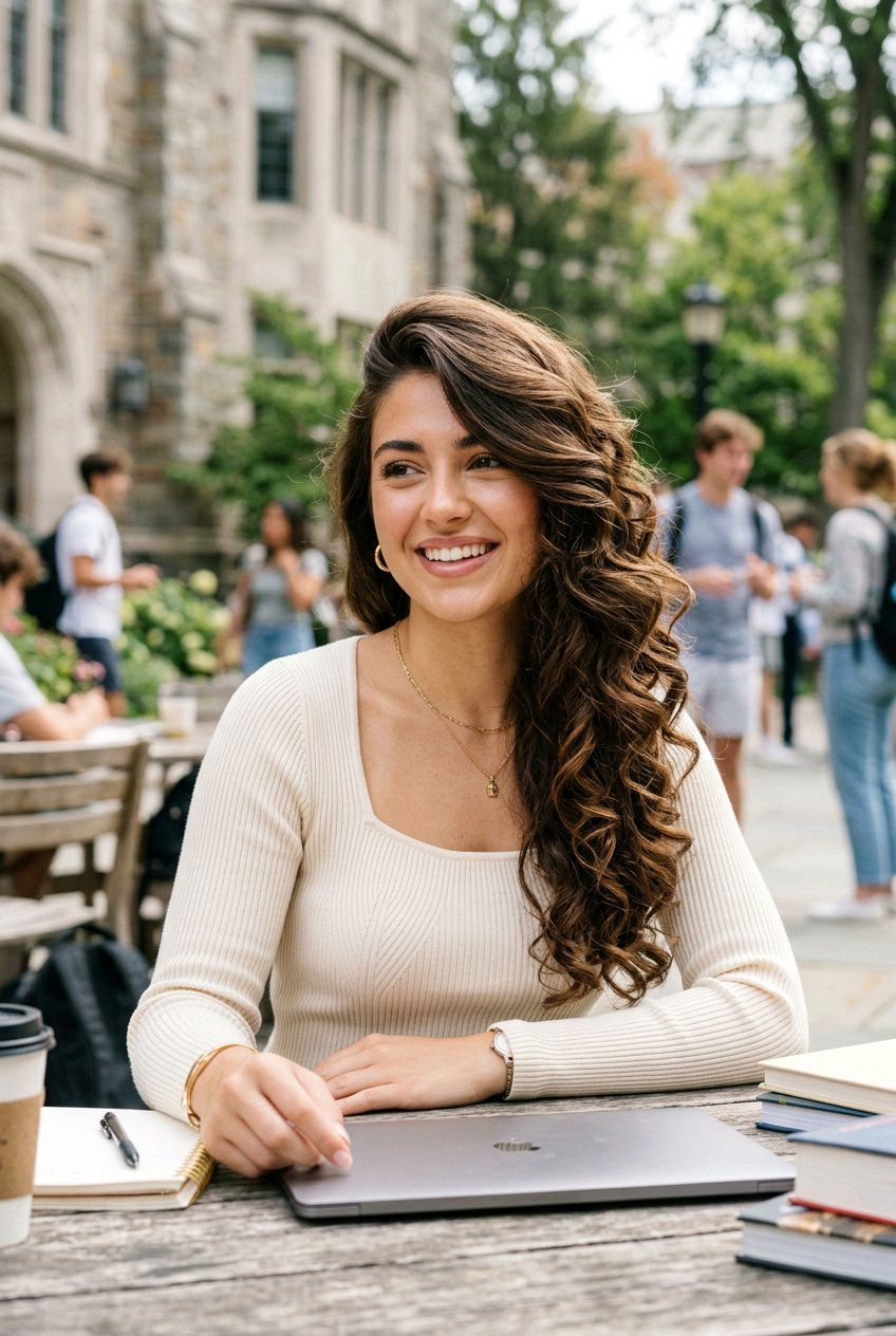 Bouncy Side Swept Long Hair - 20 bouncy hairstyle for college girls - 20 bouncy hairstyle for college girls