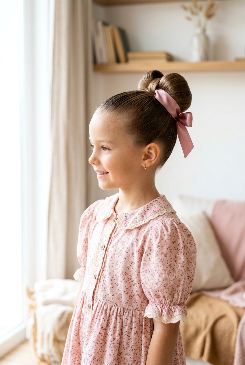 Bow Bun With Ribbon For Girls - 20 bow bun hairstyle for girls - 20 bow bun hairstyle for girls