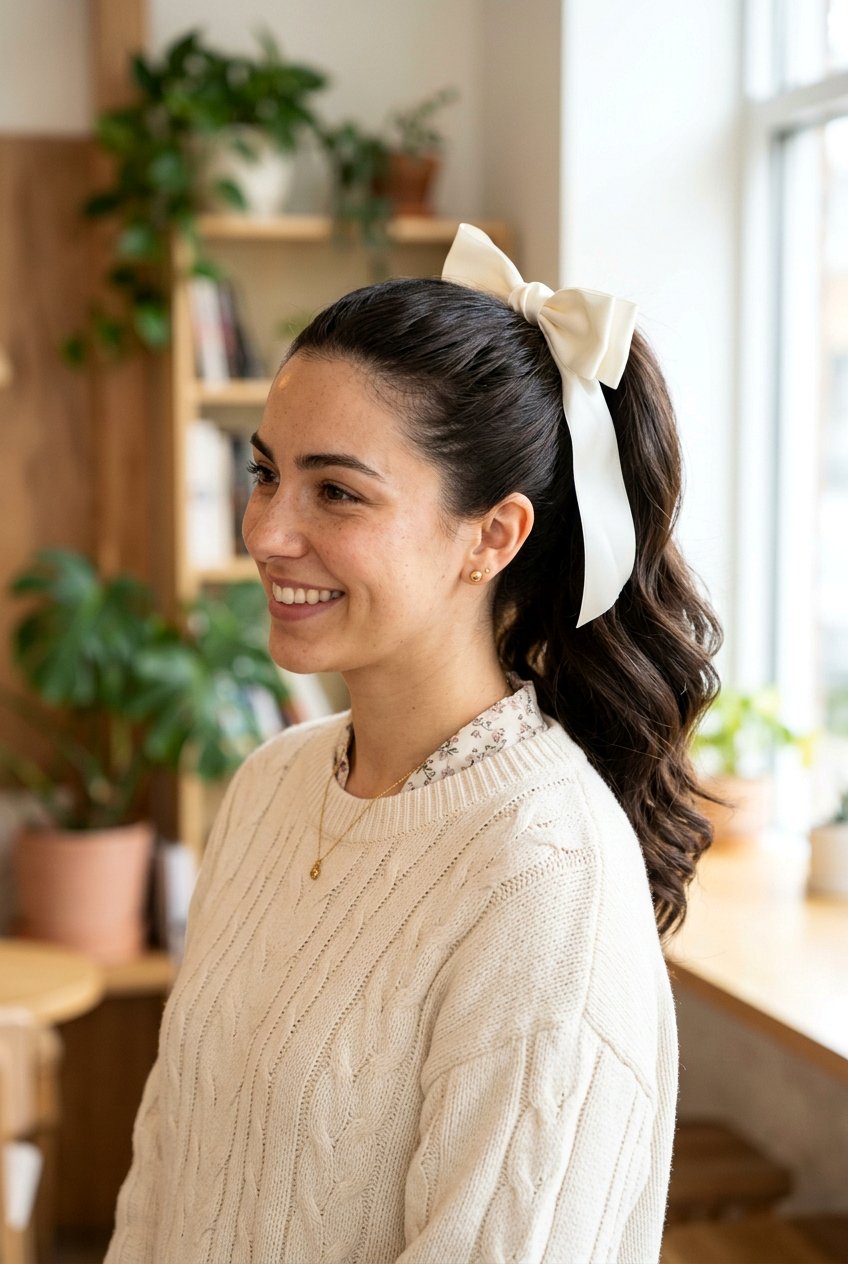 Bow Ribbon Ponytail - 20 ribbon ponytail hairstyles - 20 ribbon ponytail hairstyles