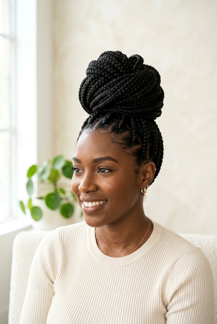 Box Braid Bun - 20 braided bun hairstyles - 20 braided bun hairstyles