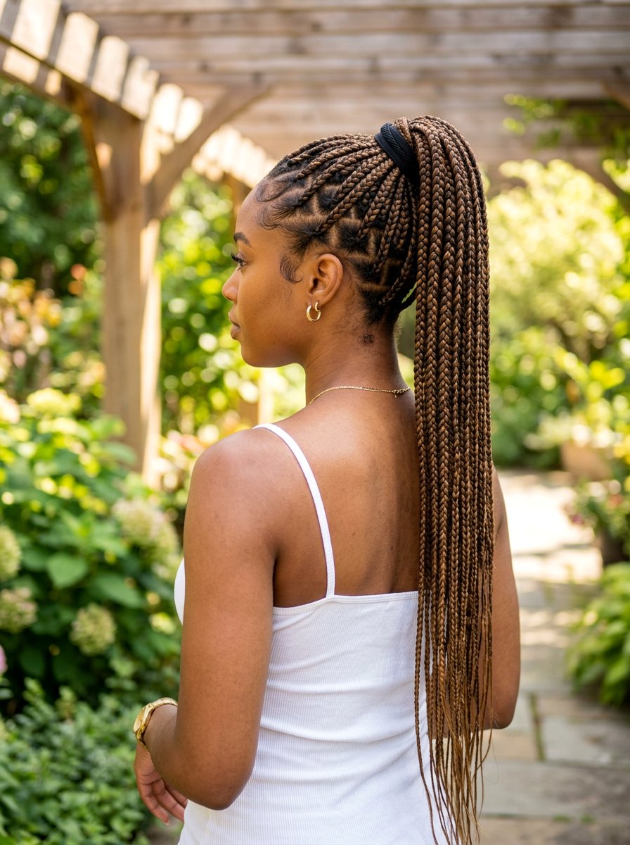 Box Braid Ponytail For Summer - 20 summer braid ponytail for women - 20 summer braid ponytail for women