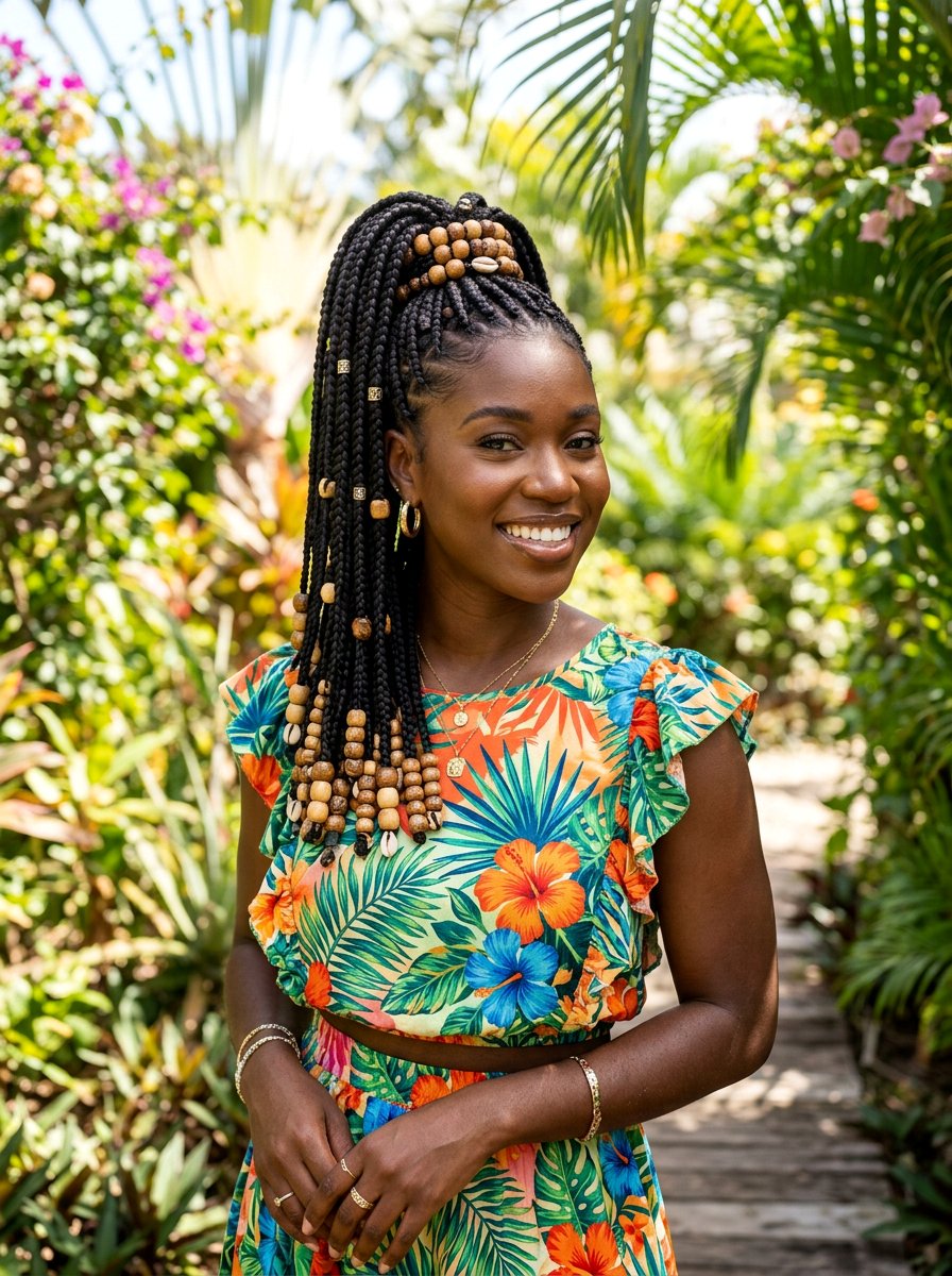 Box Braid Ponytail for Exotic Vacation - 20 vacation ponytail with braids - 20 vacation ponytail with braids