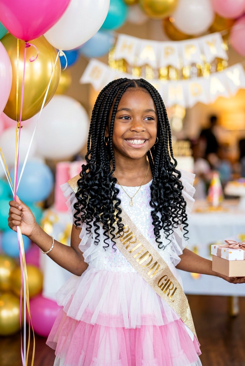 Box Braid With Curly Ends - 20 birthday braid styles for girls - 20 birthday braid styles for girls