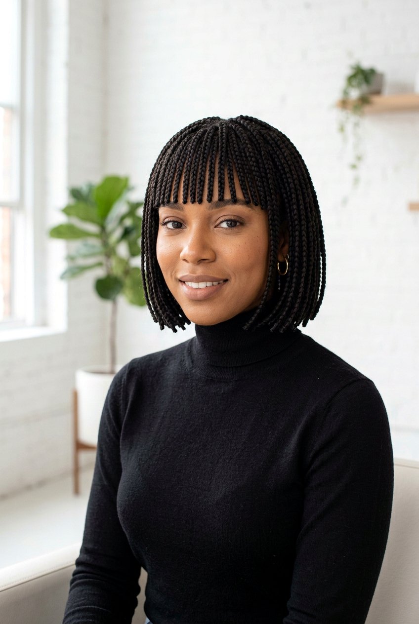 Box Braids Bob With Bangs - 20 box braids bob hairstyle - 20 box braids bob hairstyle