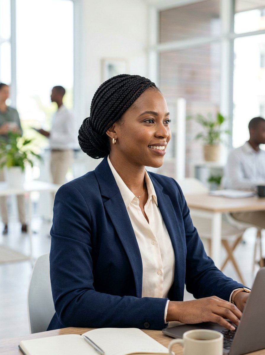 Box Braids For Office - 20 office hairstyle for thick coarse hair - 20 office hairstyle for thick coarse hair