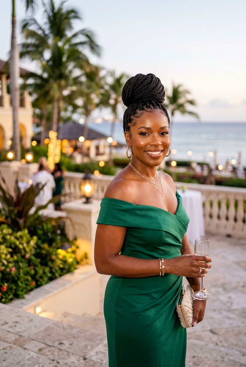 Box Braids Updo - 20 braided hairstyle for vacation photos - 20 braided hairstyle for vacation photos