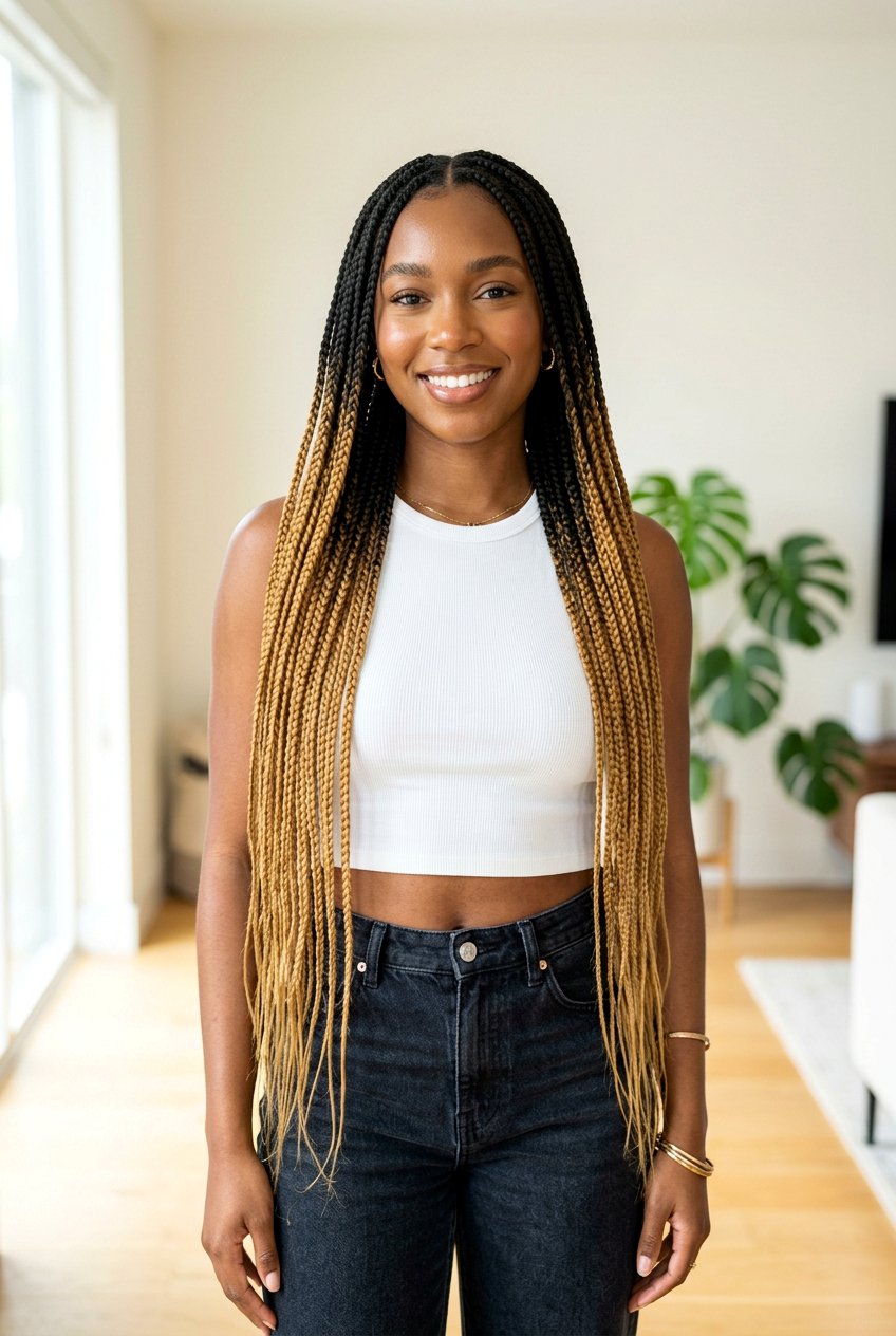 Box Braids With Black and Honey Blonde Color - 20 black hair makeover ideas - 20 black hair makeover ideas