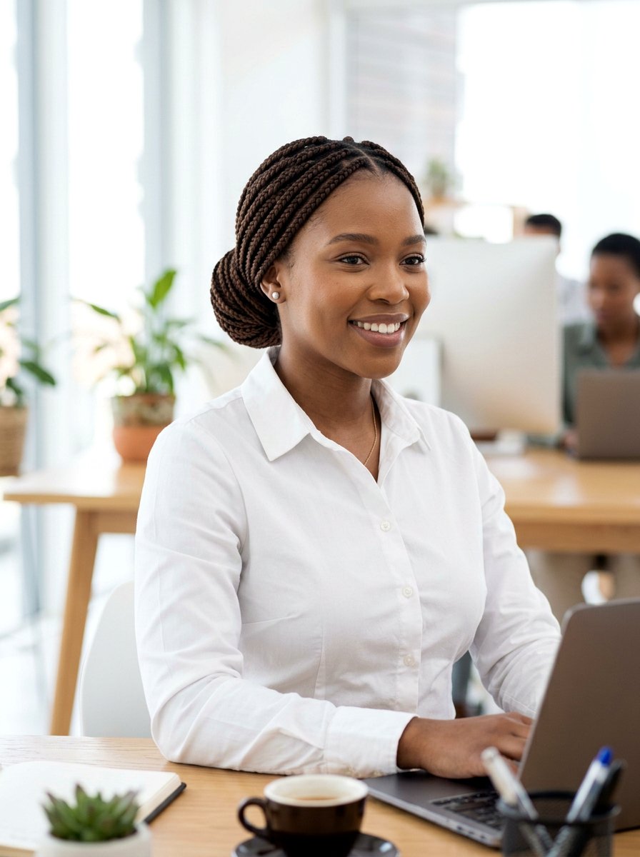 Box Braids for Work - 20 simple work hairstyle for natural hair - 20 simple work hairstyle for natural hair