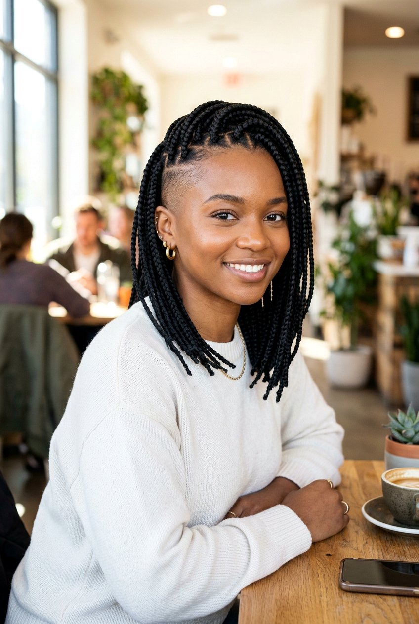 Box Braids with Shaved Sides - 20 natural hairstyle with shaved sides - 20 natural hairstyle with shaved sides